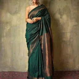 Anjaneya Sarees Ethnic Motifs Woven Design Zari Banarasi Saree-picture-53