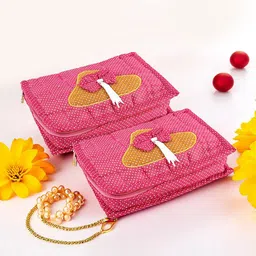 Kuber Industries Pink 2 Pieces Polka Dots Printed Jewellery Organisers-image-90