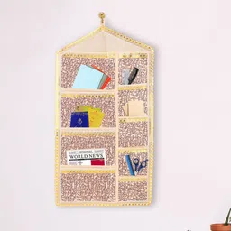 Kuber Industries Purple & Beige Printed 9 Pockets Wall Hanging Multi-Utility Organiser-10