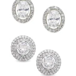 fabula Set of 2 Cubic Zirconia Studded Oval & Round Shaped Studs image 5