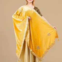 Karthav Fashion Paisley Embroidered Velvet Dupatta with Gotta Patti-image-46