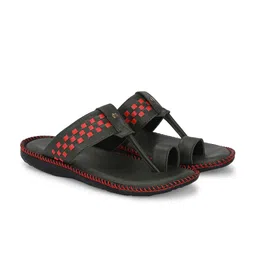 Azzaro Black Men Ethnic Comfort Slip-On Sandals-image-27