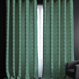 URBAN SPACE Green 2 Pieces Self Design Black Out Long Door Curtains-13