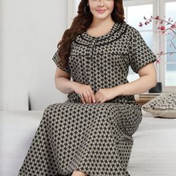 LIFE-TALE Women Black Pure Cotton Nightdress-image-75