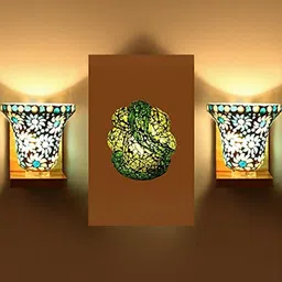 Somil Indore Mosaic Decorative Lamp Combo of Matching Wall Lamp & Blessing God Ganesh Wall Lamp, Multi Compatible with LED, Size: 14.5 X 14.5 X 15 Cm, Pack of 3.-image-10