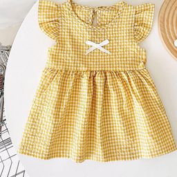 LULU & SKY Girls Checked Puff Sleeves Fit & Flare Dress-image-47