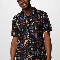 Columbia Men Classic Spread Collar Geometric Printed Cotton Casual Shirt-image-54