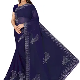MIJAASHREE FASHION Blue Pure Georgette Sarees-picture-10