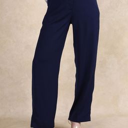 RAREISM Women Tailored Straight Fit High-Rise Solid Trousers-image-31