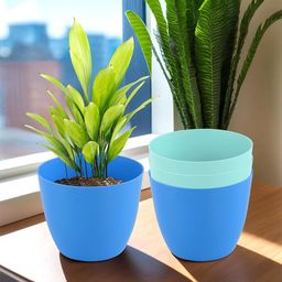 Kuber Industries Blue & Turquoise Blue  4 Pieces Lightweight Planters-11