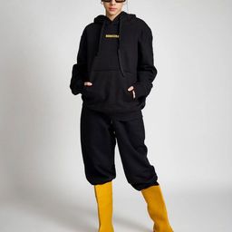 Bonkers Corner Women Black Signature Oversized Heavyweight Hoodie Fleece-image-98