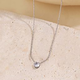 Designs & You Silver-Plated Stainless Steel Artificial Stones Geometric Pendant-image-33