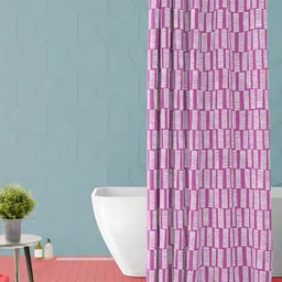 ArtzFolio Pink & White Printed Waterproof Shower Curtain-image-84
