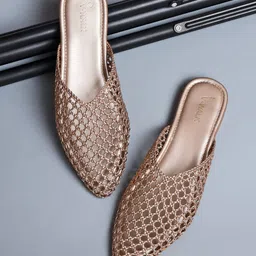 V-WALK Women Embellished Pointed Toe Mules-40