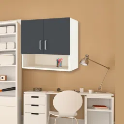 2 Doors Modular Wall Cabinet with Organizer Shelf & Termites Resistance Engineered Wood Semi-Open Book Shelf-image-4