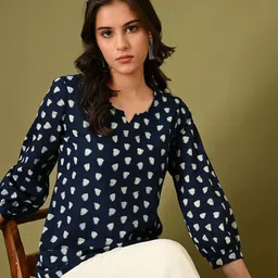KALINI Geometric Print Cotton Top-13