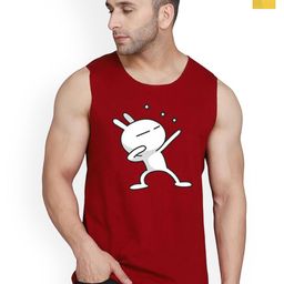 SLOWLORIS Pack Of 2 Printed Sleeveless Bio-Wash Combed Cotton Gym Vests-picture-23