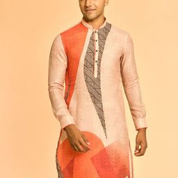Diwas by Manyavar Geometric Printed Mandarin Collar Straight Kurta-image-20