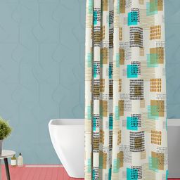 ArtzFolio White & Blue Waterproof Shower Curtain-image-45