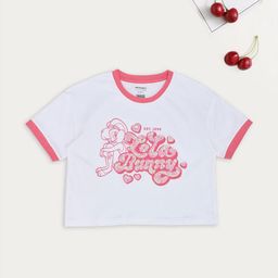Pantaloons Junior Girls Lola Bunny Graphic Printed Round Neck Pure Cotton T-shirt-picture-6