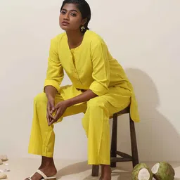 trueBrowns Lime Cotton Kurta Co-Ord Set-picture-57