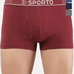 Sporto by Macho Pack Of 4 Mid Rise Combed Cotton Short Trunks-picture-1