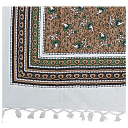 HASHCART White & Brown Floral Printed Pure Cotton 210 TC Single Bedsheet 2.3 m x 1.52 m-picture-4
