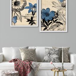 Myntra Elegant Homes Blue Set of 2 Piece Canvas Floral and Botanical Wall Paintings-image-25