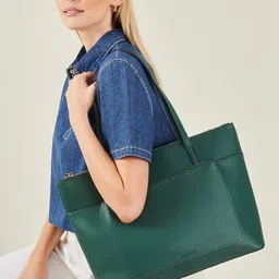 Accessorize PU Oversized Structured Shoulder Bag with Tasselled image 5