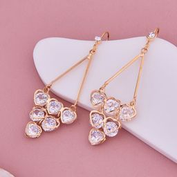 GC PREMIUM JEWELLERY Stainless Steel Gold-Plated Cubic Zirconia Studded Drop Earrings-image-63