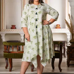 YASH GALLERY Women Floral Print Round Neck Fit & Flare Dress-image-45