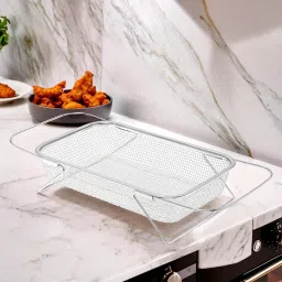 2-in-One Steel Mesh Strainer With Stand and Handle Fruit Basket | Silver Stainless Steel Fruit & Vegetable Basket-image-66