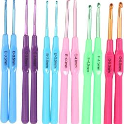 6 Color Crochet Hook Set | Hard-Anodized Plastic Handle Hook for Embroidery Knitting Pin-19