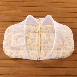 Babyhug Cotton Bedding Set with Center Zip Mosquito Net Heart Print- Cream image 2