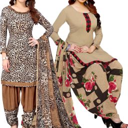 Unstitched Crepe Kurta & Patiyala Material Printed-image-10