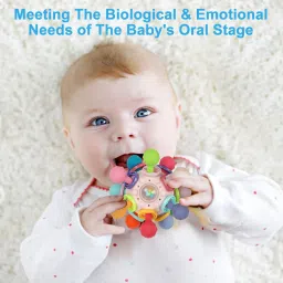 onomie Chewable Baby Toy with Rattle & Soft Grips | Multicolor Sensory Teether Ball Teether image 2