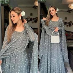 Printed Georgette Stitched Anarkali Gown-image-86