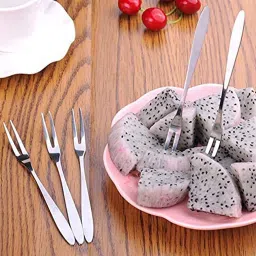 marqueonn Folk Spoon For Fruits, Desert Fork , Salad Fork ( 12 set ) Stainless Steel Fruit Fork Set image 2