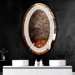 Oval shape LED lighted Mirror Decorative Interior Decorative wall 8 * 24 Inch Bathroom Mirror-image-33
