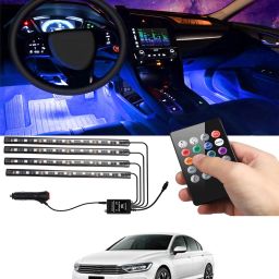Multicolor 48LED/4Pcs Atmosphere Car Interior Light With Remote Control-203 Car Fancy Lights-image-2