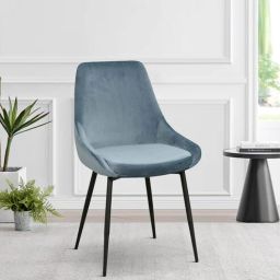 casacraft from pepperfry Rubel Velvet Dining Chair In Light Blue Colour-picture-48