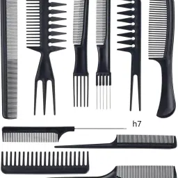 10-Piece Heat-Resistant Anti-Static Hair Styling Comb Set, Black, Unisex h7-image-80