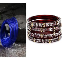 SOMIL Set of 16 Blue Alloy Artificial Stones & Beads Bangles-image-86