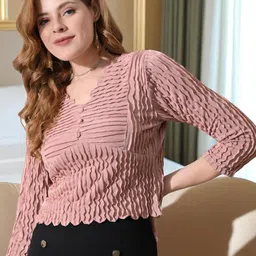 IUGA Women Self Design V-Neck Top-picture-7