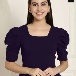 Tromko Women Pack Of 2 Solid Peplum Puff Sleeve Regular Lenth Top-picture-7