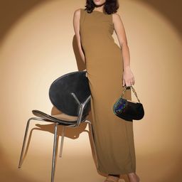 Kotty Women Solid Boat Neck Sleeveless Maxi Dress-image-70