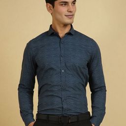 Allen Solly Men Slim Fit Spread Collar Geometric Printed Cotton Formal Shirt-image-54