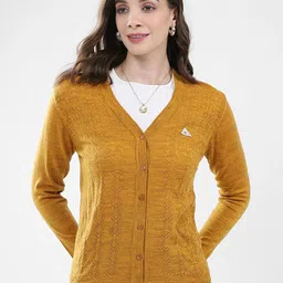 Monte Carlo Women Cable Knit Self Design V-Neck Cardigan-image-68