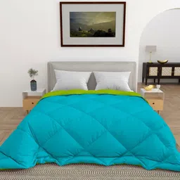 CHICERY Blue & Green Heavy Winter Single Bed Comforter-image-59