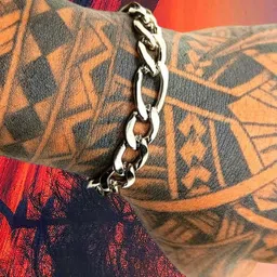 Dynamic Retail Global Men Silver-Plated Stainless Steel Ethnic Link S-Hook Bracelet-image-5